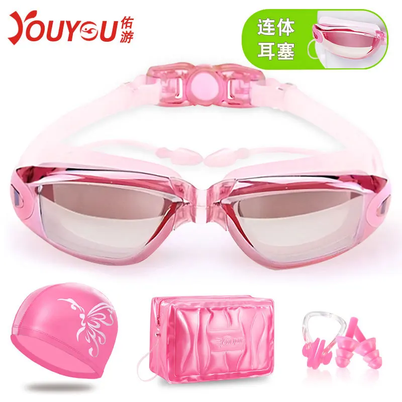 

Swimming Goggles Myopia Anti-fog Large Frame Electroplating Goggles Men's Women's Swimming Glasses Alcohol by Volume Earplug Swi