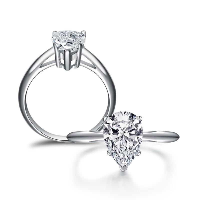 AINOUSHI 2 карата жемчужина форма пасьянс кольцо свадебный браслет для женщин ювелирные изделия стерлингового серебра 925 Sona обручальное кольцо
