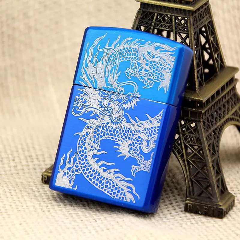 

Electroplating dragon gas lighter Inflatable Fashion cigarette Metal lighters Windproof smoking Grinding Wheel Lighter Outdoor