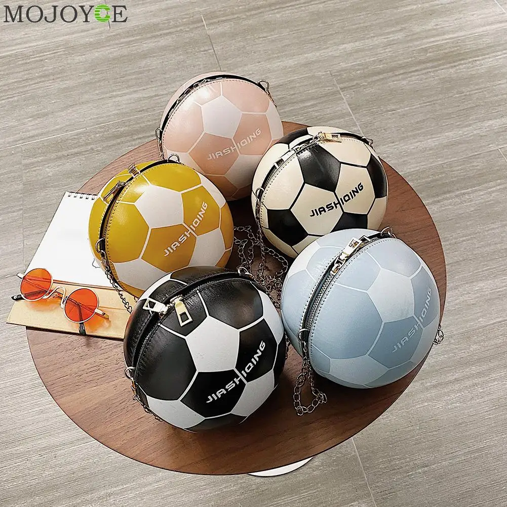 Fashion PU Leather Football Shape Handbags Purses Women Chain Shoulder