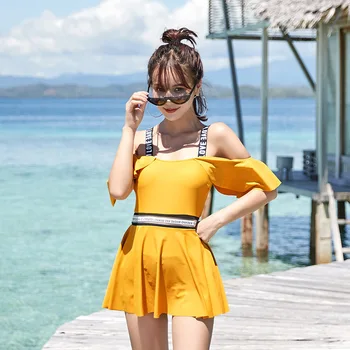 

Swimsuit Separate Fused Female Swimwear For Women One Piece Swimsuits Sports Jumpsuit New 2020 Skirt Sexy Beach Underwire Solid