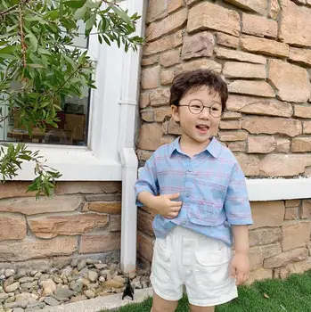 

2020 Best Selling Baby Boys Girls Plaid Shirt Fashion Summer Kids Boys Top 1-7T