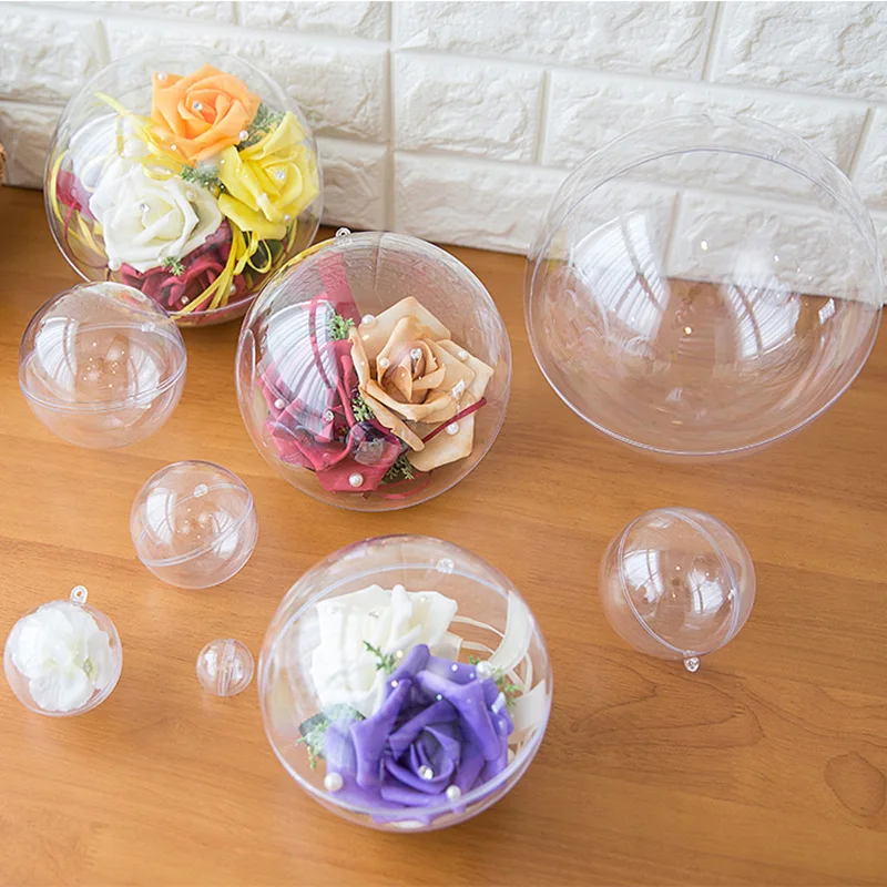 

10pcs 4cm-12cm Clear Plastic Christmas Balls Bauble Craft Gift Present Boxes Can Open Box christmas tree decorations Ornament