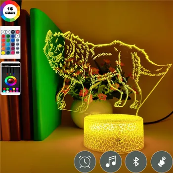 

App Control Animals American Wolf 7 Color Led 3d Table Lamp for Children Birthday Holiday Gifts Home Party Decoration Nightlight
