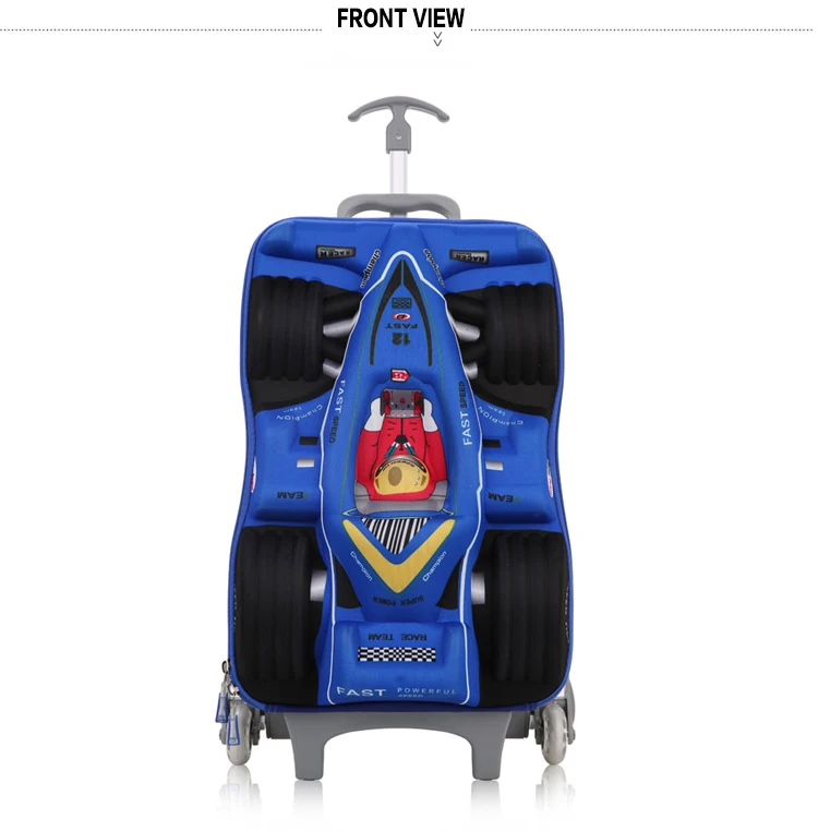 3D Детский автомобильный багаж для путешествий на колесиках, стерео, для подъема по ступенькам, тяга, коробка, мультяшный детский пенал, Детский Классный чемодан, посадочная коробка