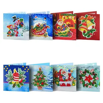 

8Pcs/Set 15x30cm DIY Christmas Card Resin Diamond Drawing Handmade Christmas Gift Modern and Simple