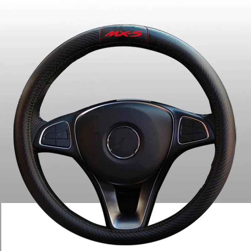 Для Mazda Mx5 автомобильный карбоновый кожаный чехол на руль, крышка на руль, авто аксессуары для салона