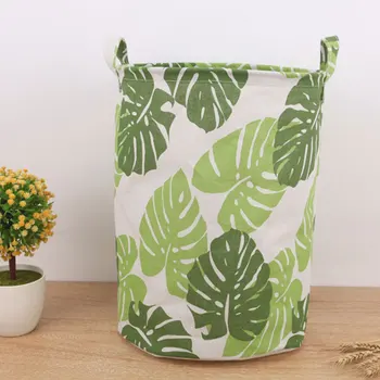 

Green Leaves Waterproof Laundry Hamper Folding Clothes Storage Baskets Home Decoration Storage Barrel Kids Toy Organizer Basket