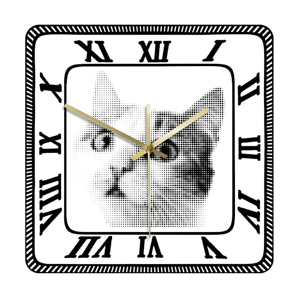

Dotted Cat Watching Modern Design Wall Clock Living Room Animal New Nordic Fashion Printed Acrylic Clocks Non Ticking Mechanism