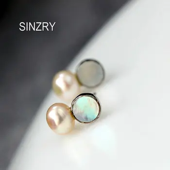 

Sinzry hot 100% 925 sterling Silver natural shell freshwater pearl sweety cute stud Earrings silver fine jewelry