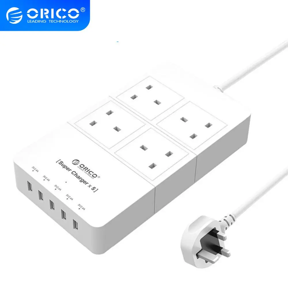 Смарт-лента питания ORICO 4 выхода защита от напряжения 5 usb-портов настольное