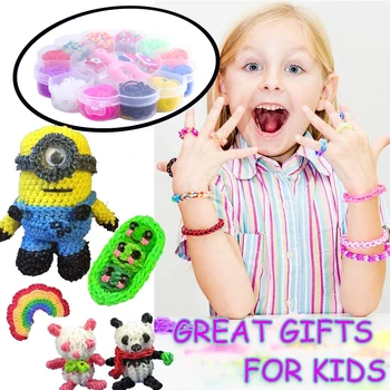 

Rubber Loom Bands Set Bracelet Refill Kit with 22pc S Clips Woven Silicone DIY Christmas Gift(100pcs Hair Bands as gift)