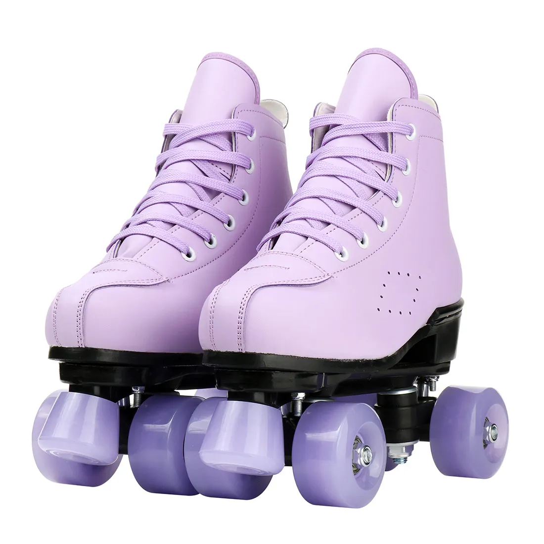 2021 Women Girls Roller Skates Purple 2 Double Row 4 Wheels Skating