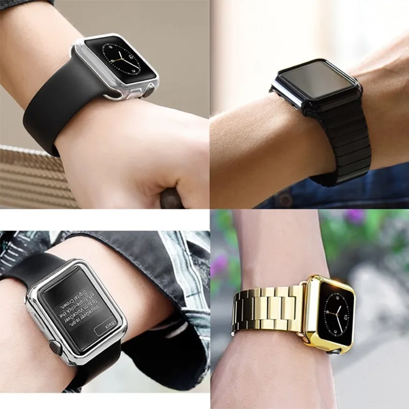 Чехол для Apple watch Мягкий защитный чехол из ТПУ i 44 мм 42 38 40 2 3 4 5 блестящий