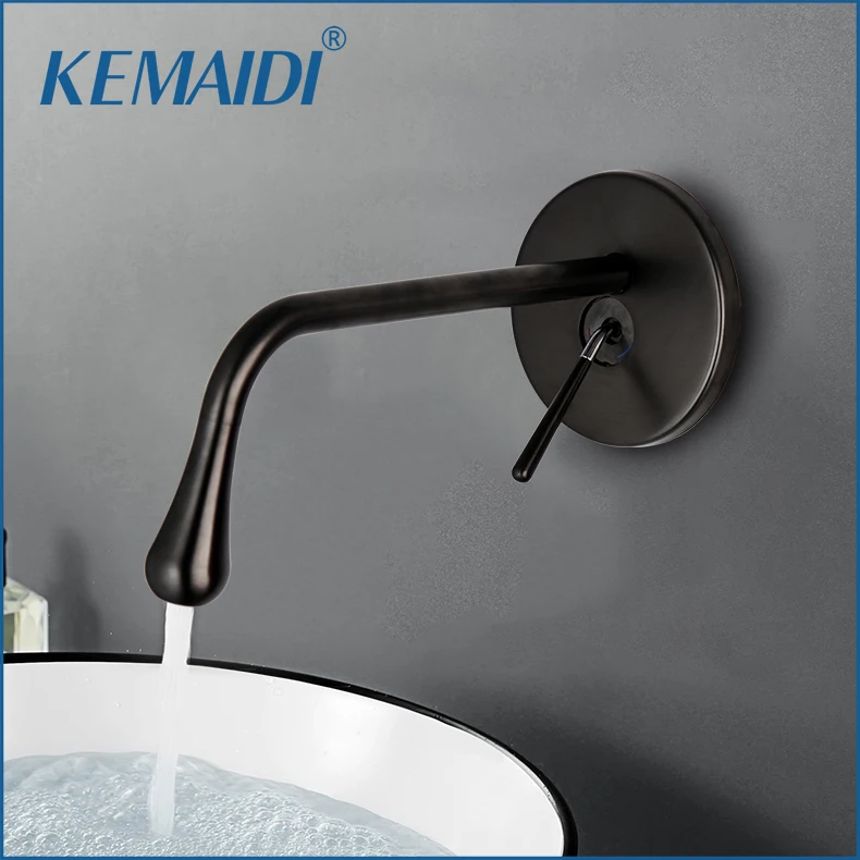 KEMAIDI Wash Basin Bathroom Faucet Hot And Cold Water Wall Mount Mixer Sink Tap Swivel Bath With Modern Single Lever Handle |
