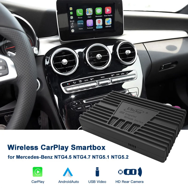 Unichip OEM встроенный беспроводной CarPlay Smartbox прокси для головного устройства Mercedes