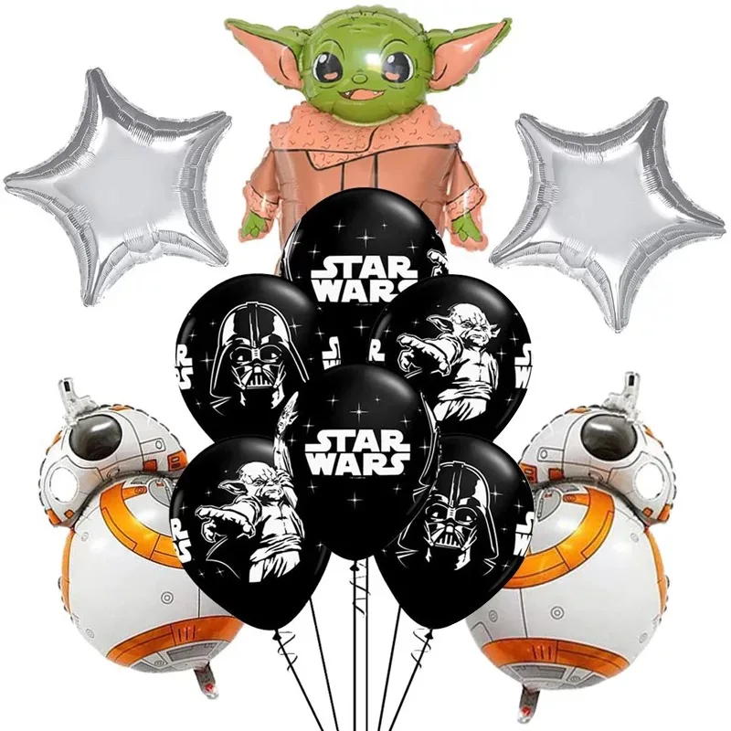12 Pieces Ensemble Noir Blanc Star Wars Yoda En Aluminium Film Ballon Decoration De Fete D Anniversaire Fournitures Jouets Pour Cadeaux Pour Enfants Aliexpress