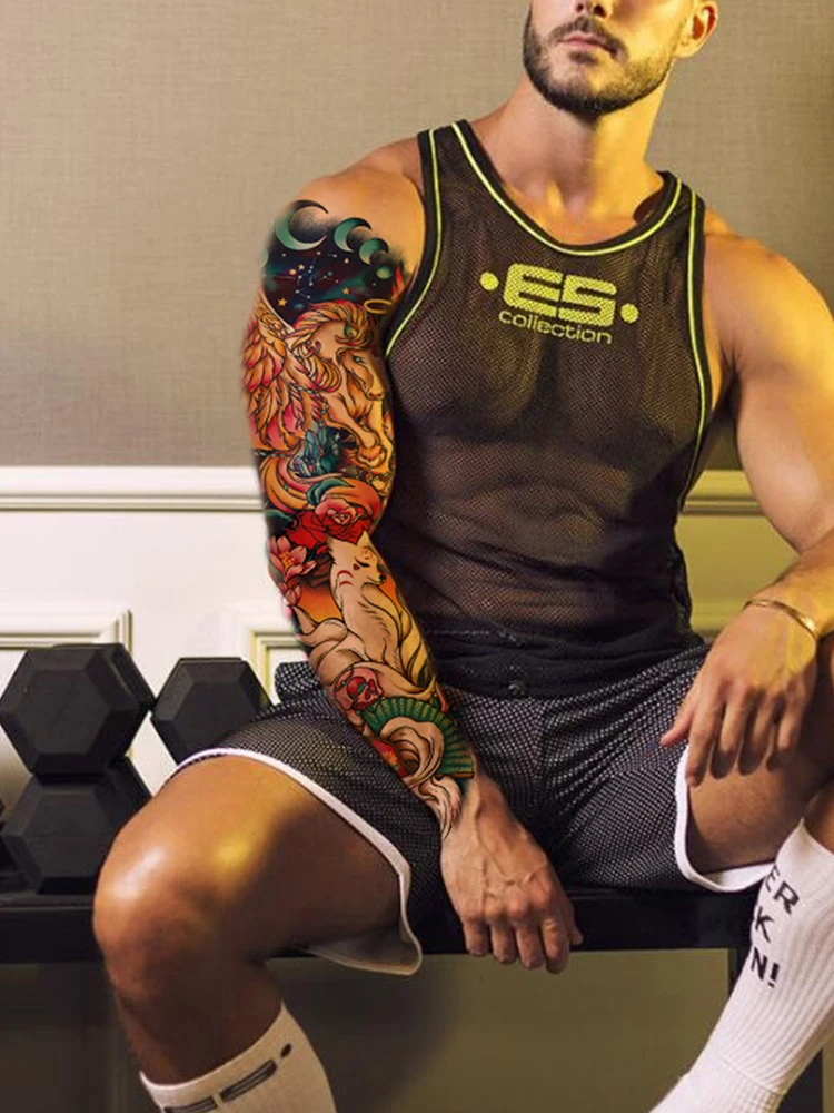 FULL SLEEVE ARM TEMPORARY TATTOO REALISTIC FOX,UNICRON, MENS, WOMENS