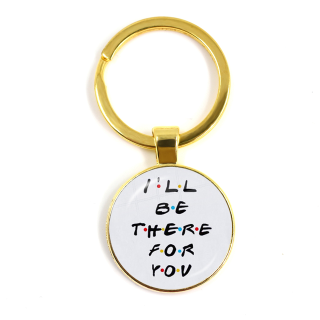 Friends TV Show Pendant Keychain Character Cartoon Fun Pattern 25mm Glass Cabochon Key Ring Keyholder Good Friend Gift