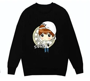 Новинка Модный Черный свитшот с милым мультяшным принтом kpop Bangtan Boy повседневный