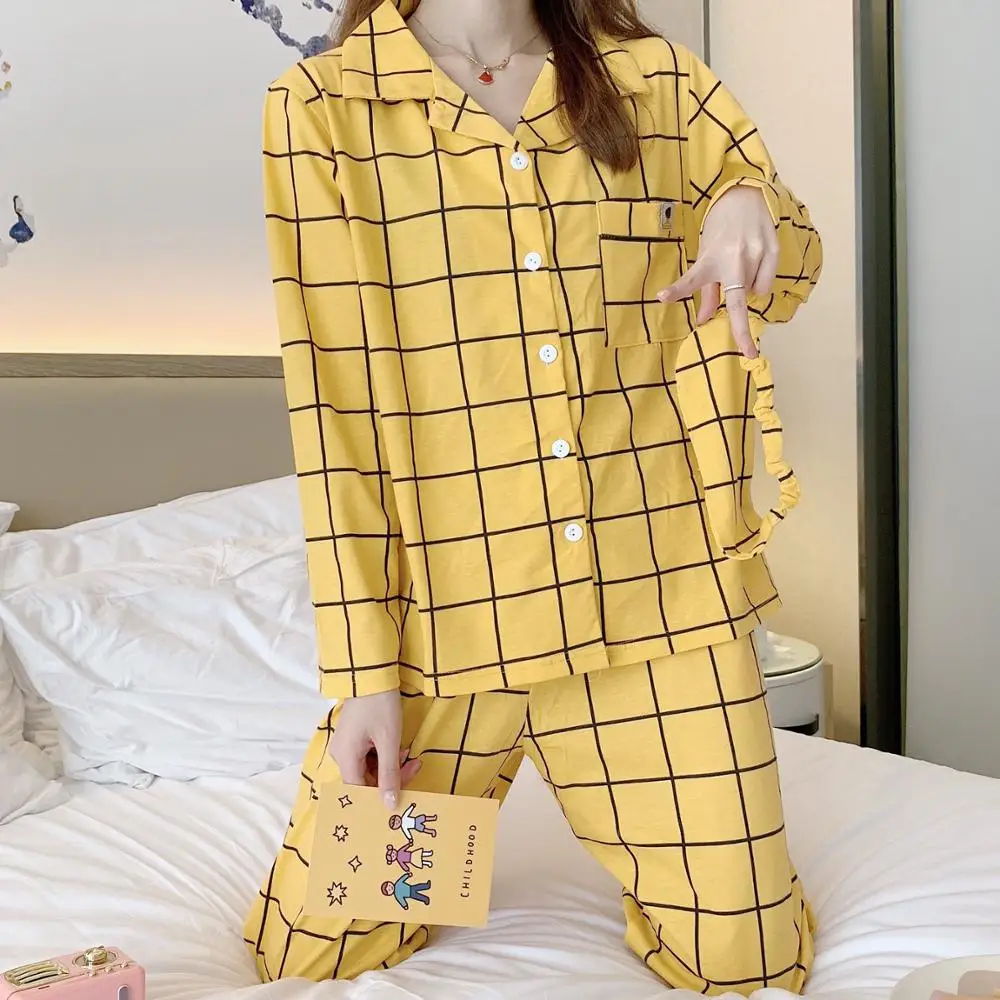 Женские пижамные комплекты осень весна зима Kawaii Мультфильм Kpop Bangtan пижамы для мальчиков Pijamas Mujer хлопковая одежда для сна