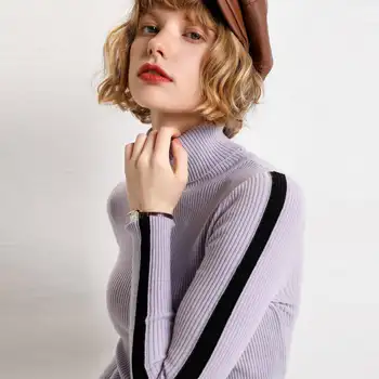 

2020 Pumping high lapel sweater Korean style slim bottoming shirt women autumn and winter plus size cashmere