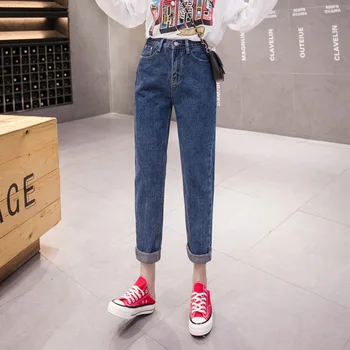 

Spring Summer New Style Korean-style Jeans Student High-waisted Versatile Slimming Casual Straight-Cut Capri Pants 2020