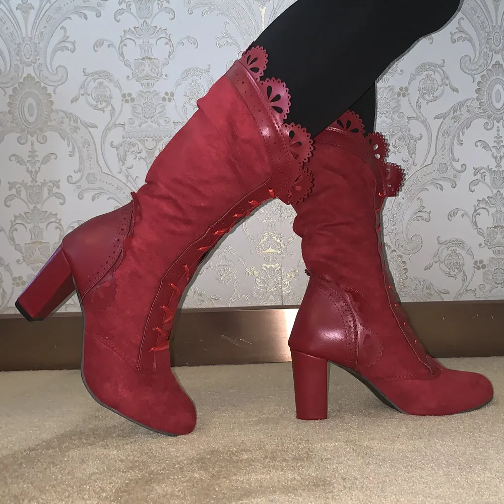 red victorian boots