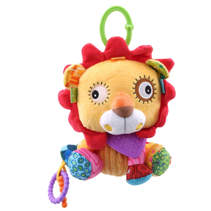 lion Новая детская Успокаивающая кукла игрушка-прорезыватель для зубов кольцо колокольчик Животное Мультфильм Детская Подвеска на коляску кроватку плюшевая кровать мягкие милые образовательные погремушки - Цвет: lion