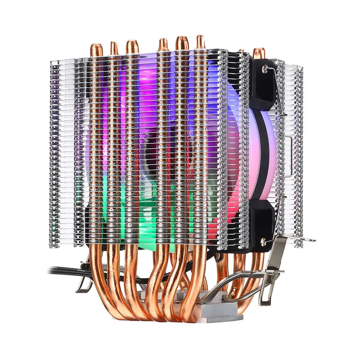 Type 1 6Pipe3pin1fan Процессор охлаждающий вентилятор радиатора 2/4/6 Медь с тепловым стержнем heat pipe 3/4Pin RGB Вентилятор Кулер для Intel 775/1150/1151/1155/1156/1366 и AMD все платформы - Цвет лезвия: Type 1 6Pipe3pin1fan