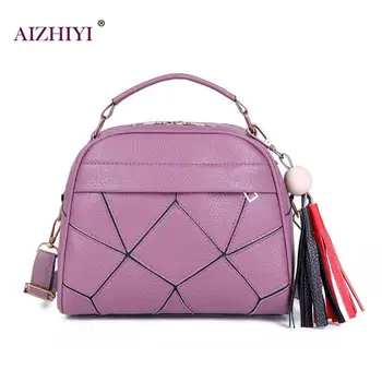 

Crossbody Bags for Women 2019 New Fashion Shoulder Handbags Women Pure Color PU Leather Tassel Totes Zipper Top-handle Bags