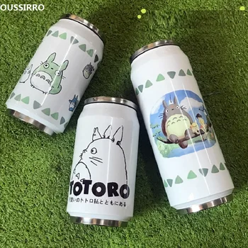

OUSSIRRO Creative Cans Mug Stainless Steel Totoro Thermos Portable Unisex Students Personality Trendy Straw Cup W2687