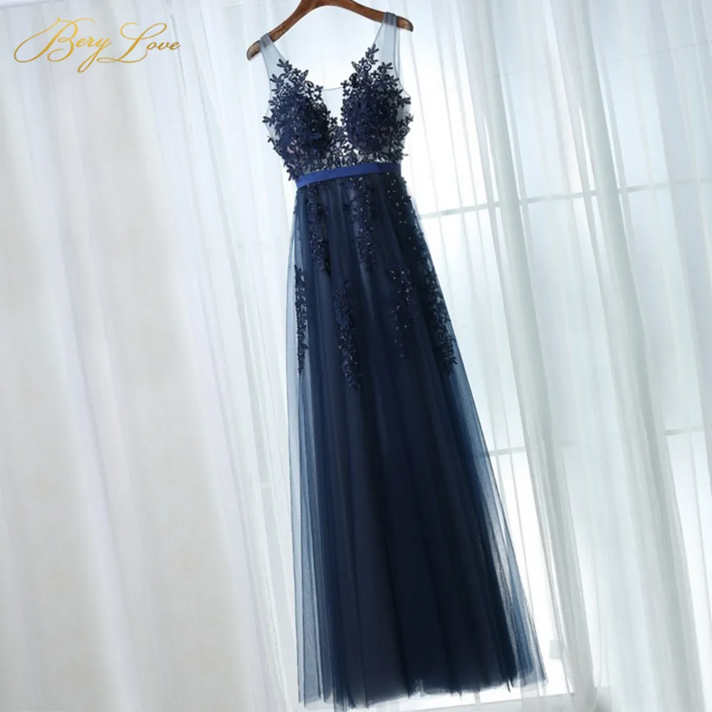 Серое синее легкое вечернее платье, кружевное платье с v-образным вырезом и аппликацией, длинное торжественное вечернее платье доступно платье на выпускной, вечернее платье