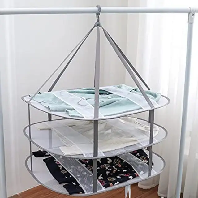 3Layer Szélálló Szárító Ruházati Kosár Zokni Összecsukható Lógó Ruhák Ló Fogas Fehérnemű Pulóver Infaláns Ruházat Szárítás - Image 2