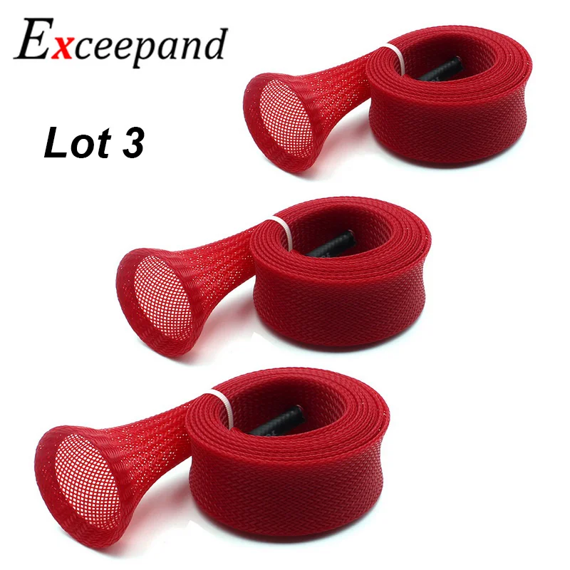 Exceepand 3 Pieces Red Casting Fishing Rod Sleeves 30 mm Width