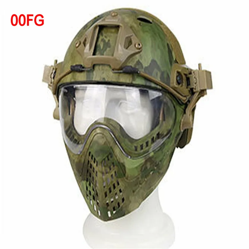 New Military Tactical Protective Helmet Airsoft Full Face Protection with Goggle Len Full Face Motorcycle Helmet - Цвет: 00FG