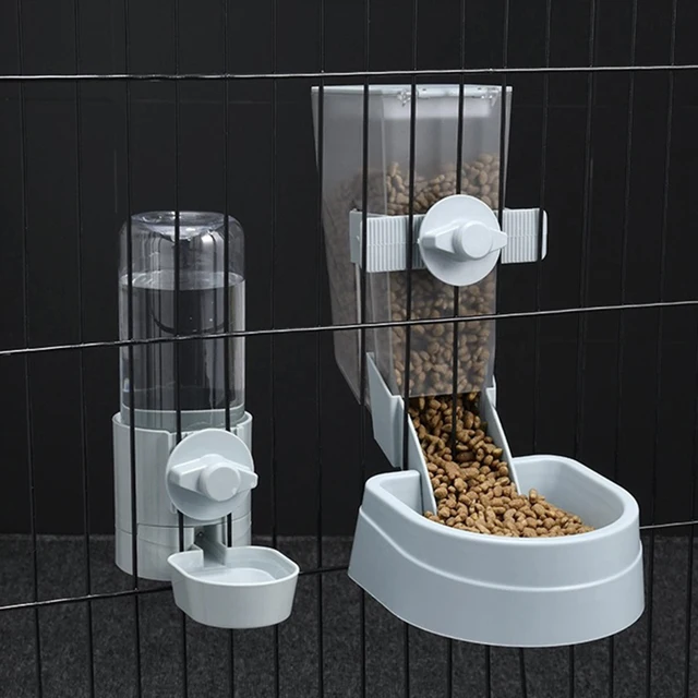 Automatic Pet Feeder Cage Hanging Bowl Water Bottle Food Container Dispenser For Puppy Cats Rabbit Birds Pet Feeding Product 5