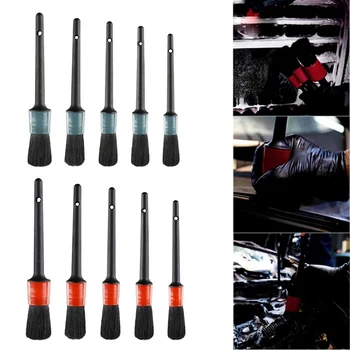 

Natural Boar Hair Detail Brush Set of 5 Auto Detailing Brush Set Perfect for Perfect For Interior Rims Dashboard Car Wash