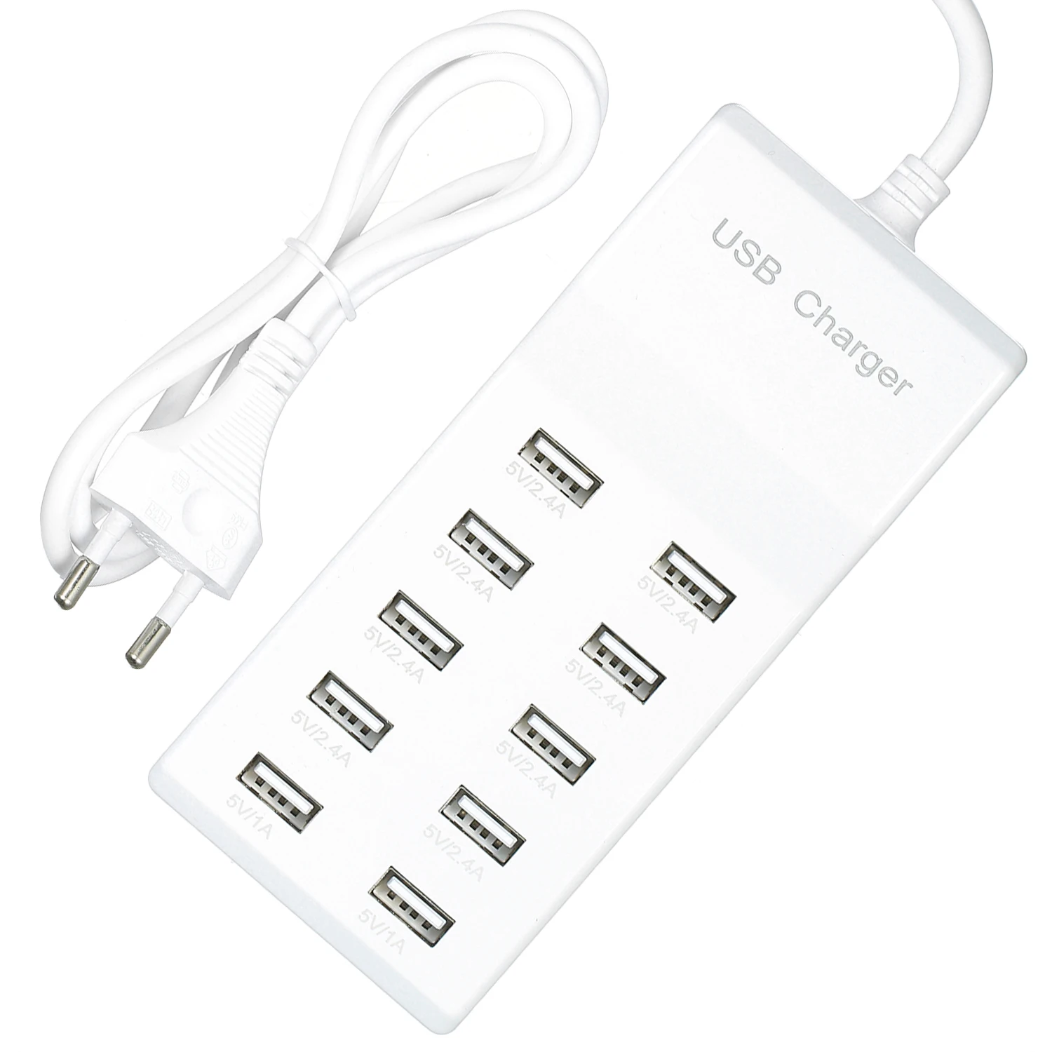 

10 USB Port Smart Charging Hub Station 10A Desktop USB Rapid Charger for Hotel School Shop Mall Compatible with Multi Devices
