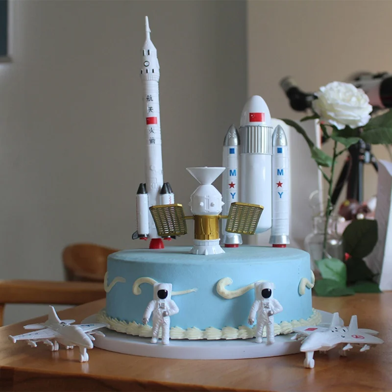 Космический челнок астронавт авиационная модель ракета сцена украшения торта Луна день рождения торт Топпер украшения торта поставки