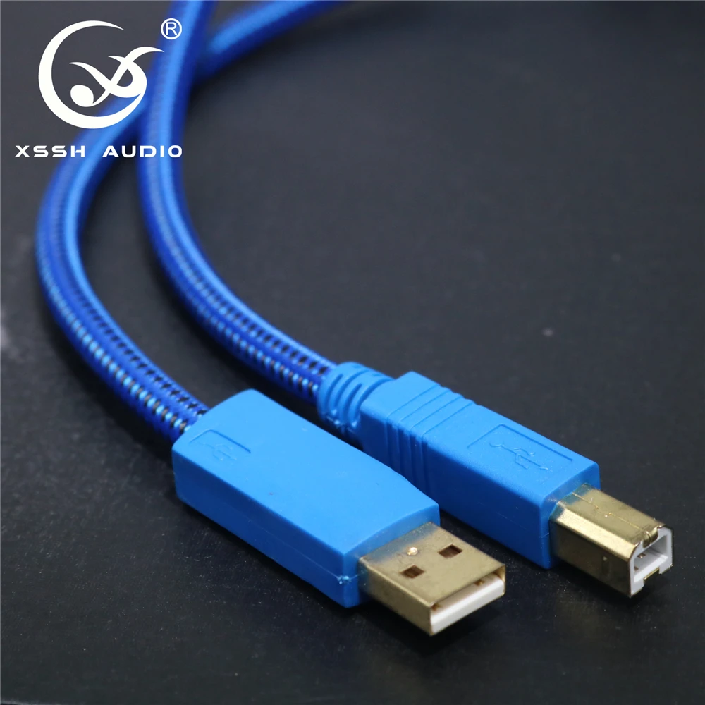 

XSSH DIY OEM ODM Pure Copper OFC Gold Plated USB A Male to USB B Male Audio Cord Wire USB2.0 USB3.0 Extension Data Cable for DAC