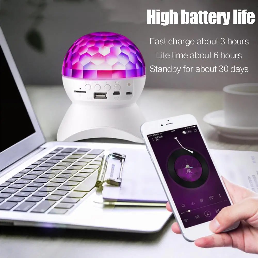Сценический светильник USB/TF/AUX Bluetooth динамик DJ клуб праздник светильник ing стробоскоп светильник фантастическое вращение на 360 ° хрустальный магический шар