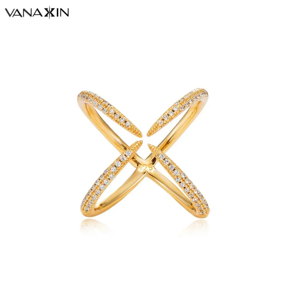 VANAXIN, кроссовер, 925 пробы, серебряные кольца для женщин, крест-накрест, кольцо X, Женские Подвески, модные ювелирные изделия, высокое качество, вечерние, подарок