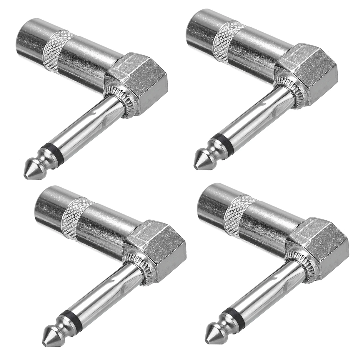 1/4" 6.35mm Speakers Phone Plug Nickel Plated 4pcs High Quality Guitar Audio Jack Right Angle Male Mono Connector