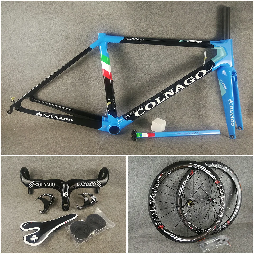 T1100 UD все глянцевые черные синие Colnago C64 углеродная дорожная рама + руль седло