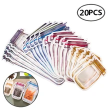 Ziplocl-Bolsas organizadoras reutilizable para almacenamiento de comida, bolso sellado para caramelos, frutos secos, refrigerios, galletas y bocadillos con dibujo de Mason Jar, 10 o 20 unidades