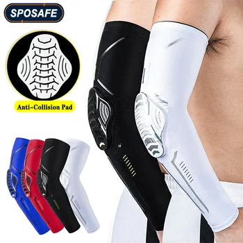 1Pair Sports Crashproof Elbow Pads Compression Arm Sleeves Protector for Outdoor Basketball Football Bicycle Elbow Support Guard