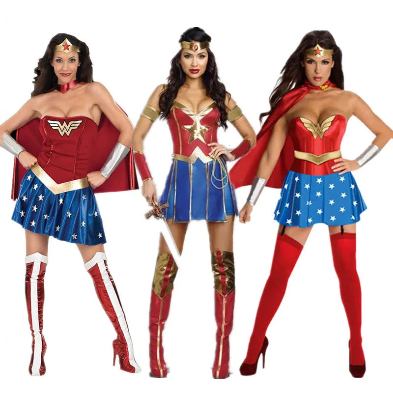 Лидер продаж, женский костюм супергероя Wonder women, маскарадный костюм на Хеллоуин, дамский костюм супергероя Диана для костюмированной вечеринки, нарядное платье на Хэллоуин