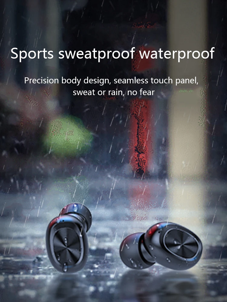 Сенсорные спортивные беспроводные наушники, 3D стерео Bluetooth наушники, мини водонепроницаемые наушники с шумоподавлением, наушники с зарядным устройством
