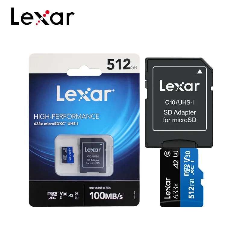 Lexar высокопроизводительная 633x microSDHC/microSDXC UHS I карта Micro SD 32 Гб 128 ГБ 256 512 памяти до 100